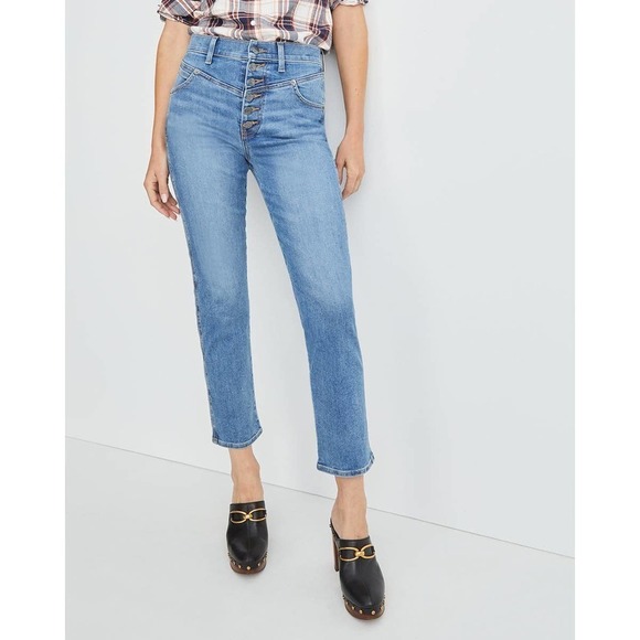 Veronica Beard Ryleigh Slim Straight Jeans Front Yoke Size 26 NWOT - Picture 2 of 13